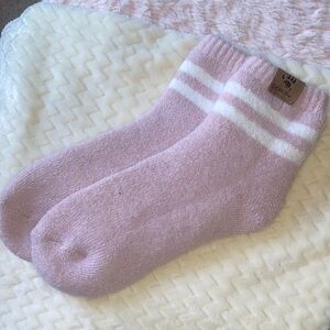 BearPaw Pink and White Cozy Socks